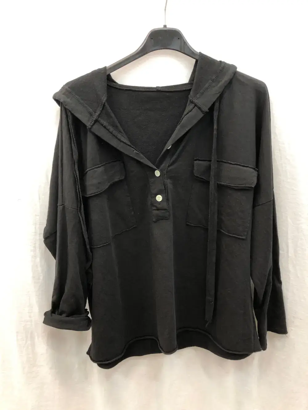 Mimi & Gogo - Wholesale Hoodie - Dames - Mimi & Gogo katoenen hoodie met zakken en knoopsluiting11