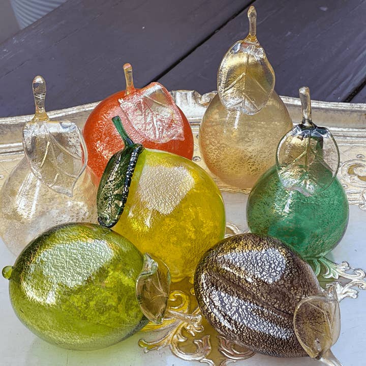 Via Graceffo - Vente Décorations de table - Poires en verre de Murano grandeur nature, fruits en verre soufflé, fabriqués en Italie10