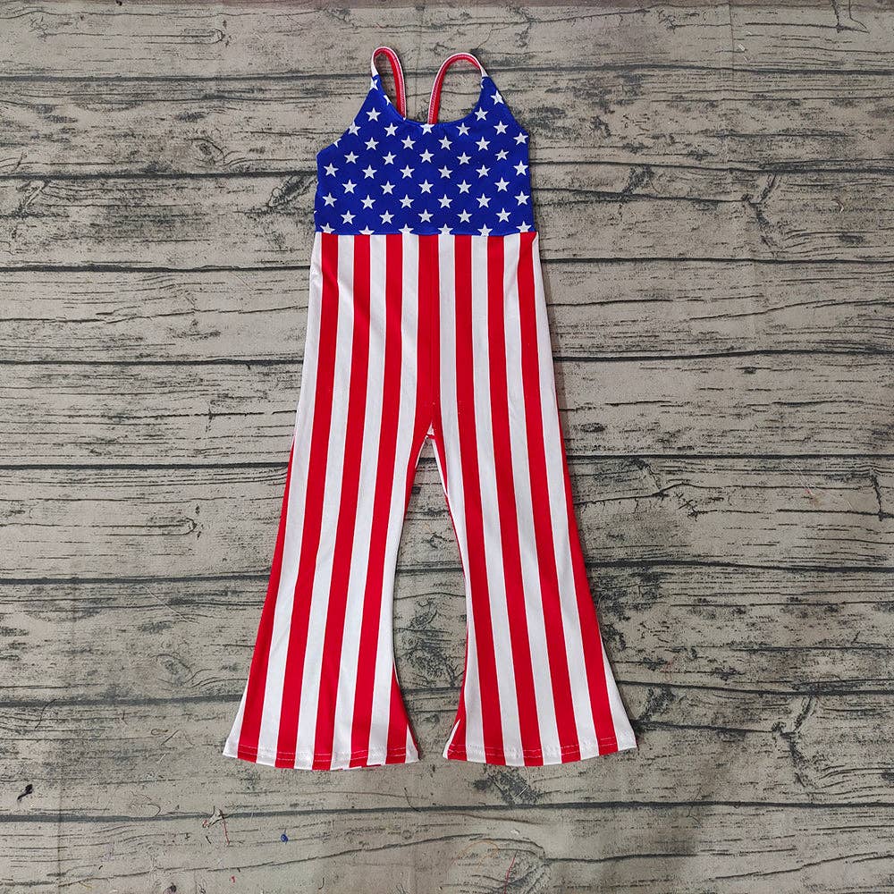 Aier Wholesale - Wholesale Jumpsuit - Kids - Baby Girls Star July 4th Strap Bell Bottom Jumpsuits2