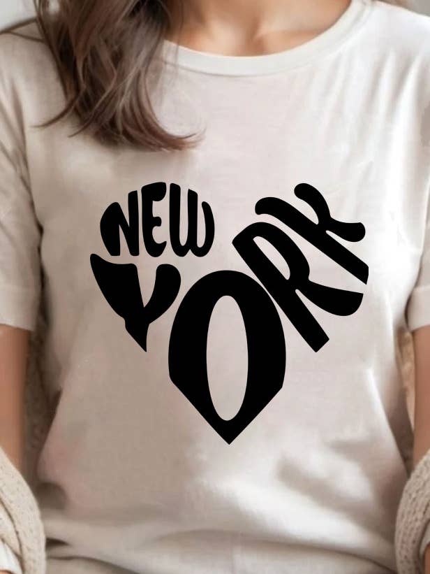 T-shirt unisex New York Heart, girocollo per la vendita all'ingrosso da parte di Top Avenue