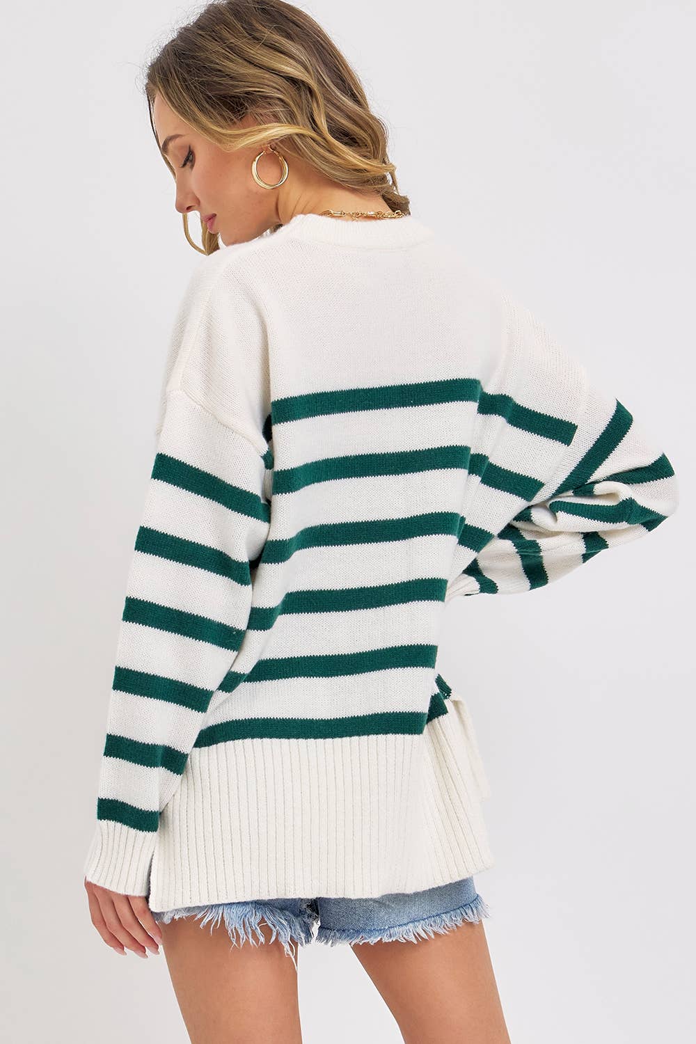 Sweet Lovely by Jen – wholesale Tunic sweater – Women’s – STRIPED PULLOVER OVERSIZE  SWEATER44