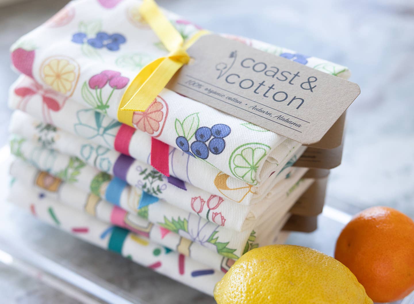 Coast & Cotton – wholesale Tea towel – Christmas Cardinals, Organic Cotton Tea Towel - Holiday1