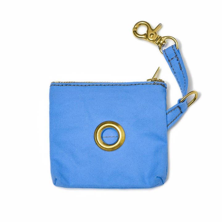 Light Blue Waxed Canvas Poop Bag Pouch for wholesale by Found My Animal