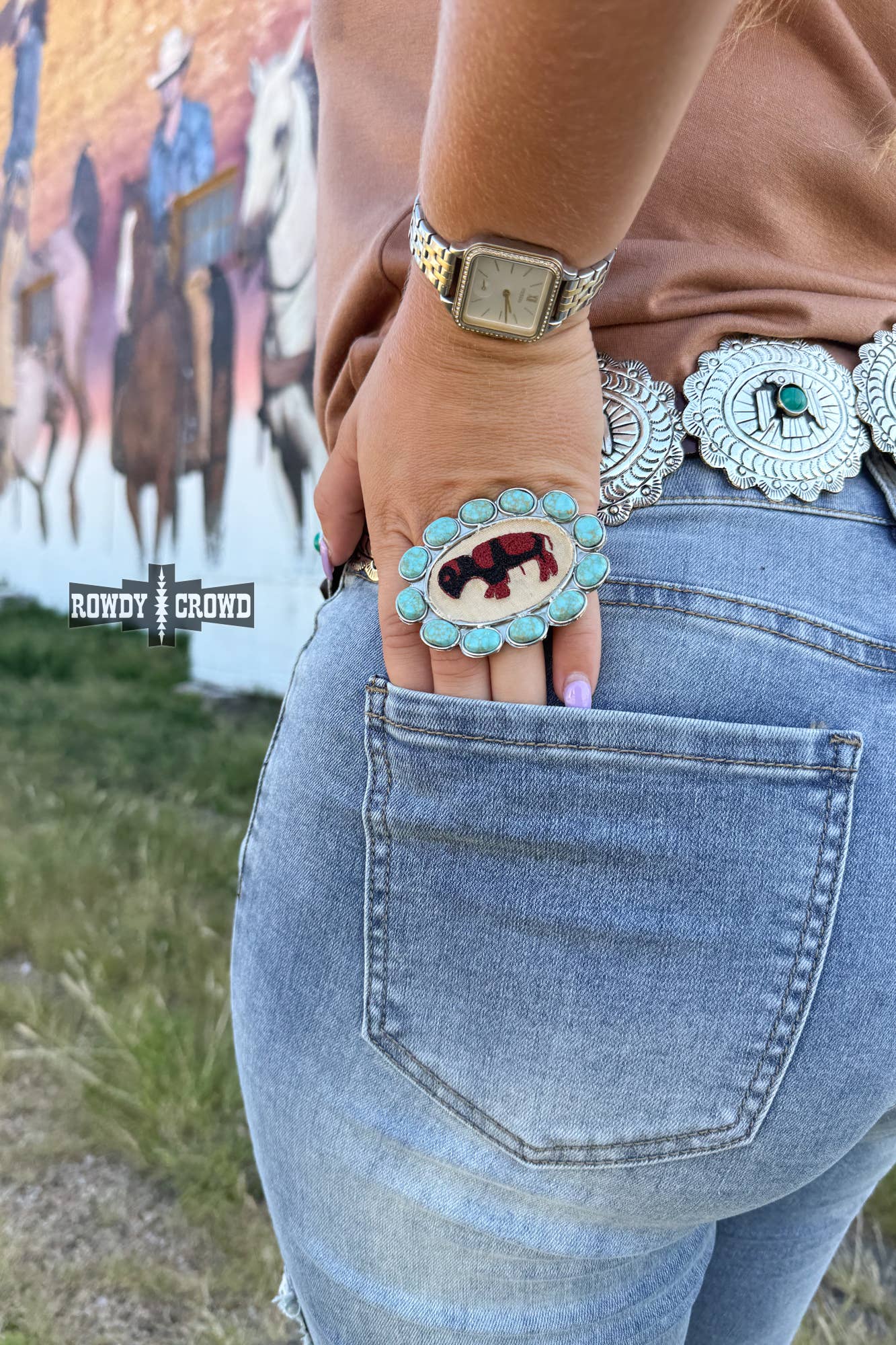 Rowdy Crowd Clothing – wholesale Scarfklämma - Dam – Brännande Buffalo Halsduk Glid2