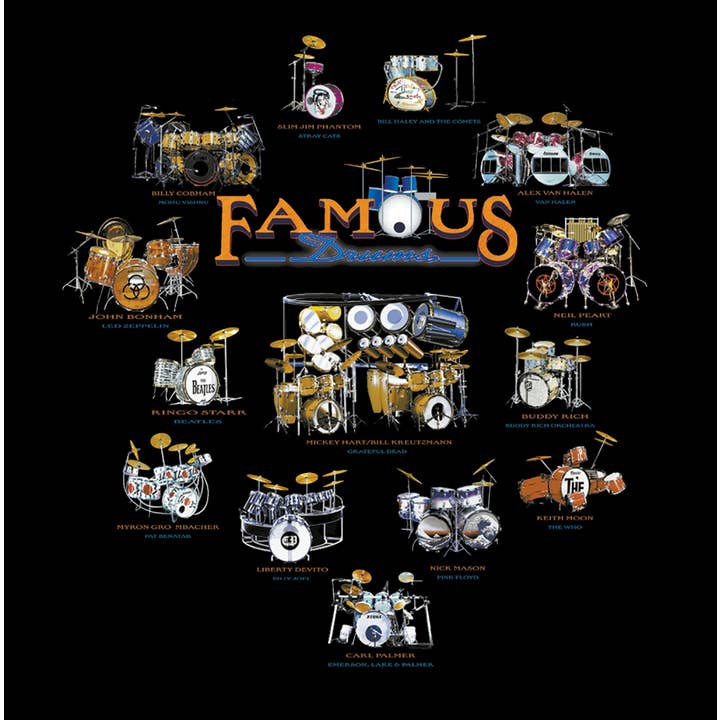 Black Famous Drum Sets - 4.5 oz Cotton T-Shirt for wholesale on Faire2
