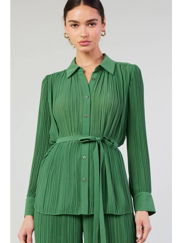 Current Air - Wholesale Button Down Shirt - Women's - All Over Pleated Button Down Shirts