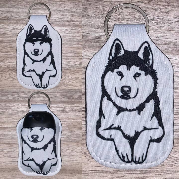 Porta disinfettante per le mani sillouette per cani Siberian Husky per la vendita all'ingrosso da parte di Stand Tall Giraffe Crafts