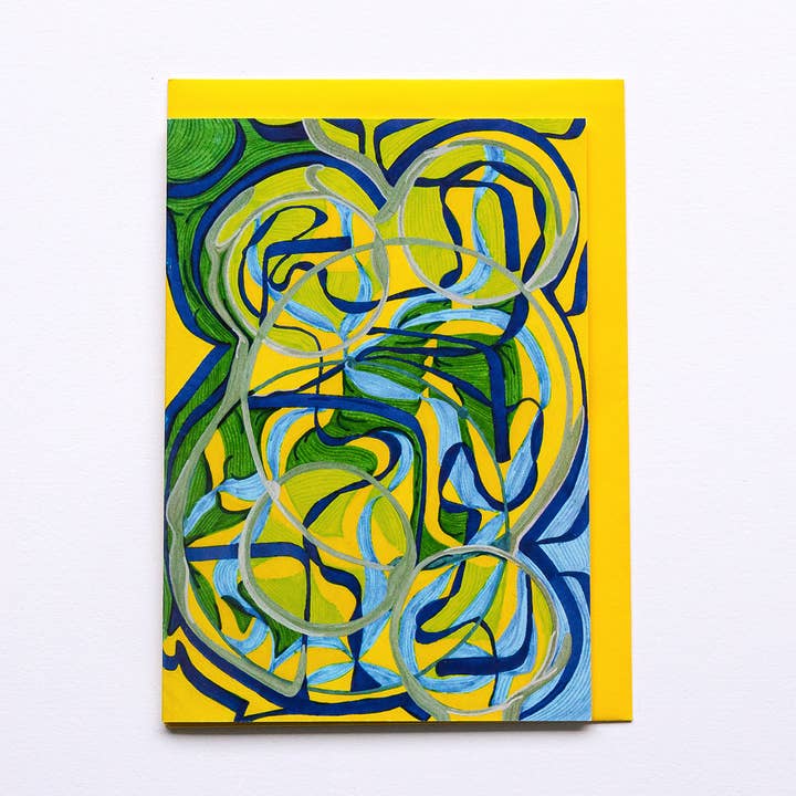 Modern Circles Blues Yellows | Art Card for wholesale by Lilian G Limited