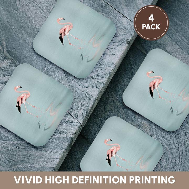 3dRose – Base de copos por atacado – 3dRose, Flamingo Cor-de-Rosa a Caminhar em Água Calma, Base para Copos12