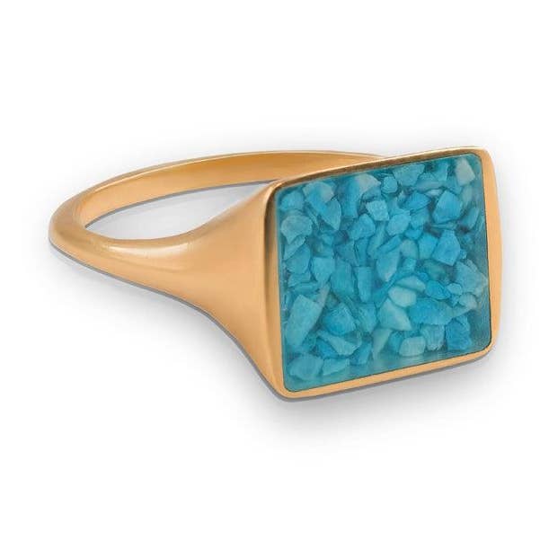 Bague avec pierres précieuses turquoises pour la vente par Anna Lou of London