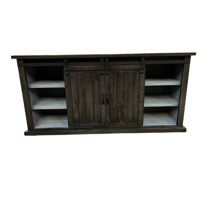 Charcoal Gray 2 Sliding Doors TV Stand 70" for wholesale by The Welcome Sign