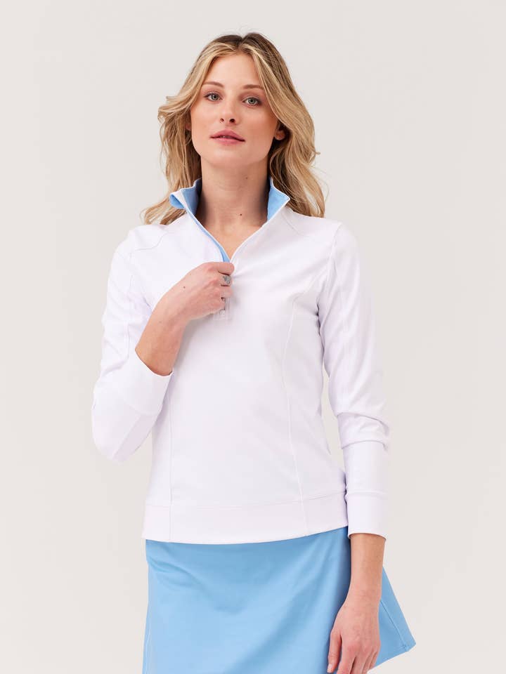 Sunrise Quarter-Zip - White for wholesale by Birdie & Ace