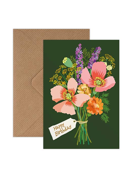 Birthday Poppies Greetings Card for wholesale by Brie Harrison Ltd