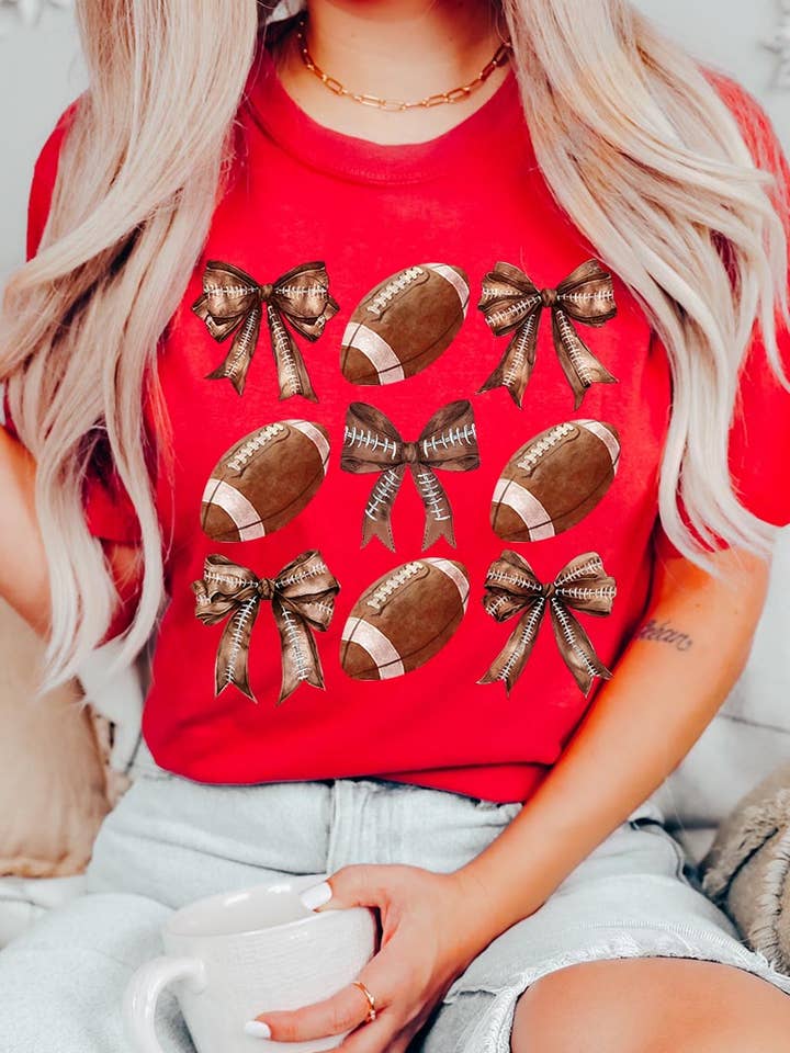 Coquette Football Bow Graphic Tee for wholesale by COLORBEAR