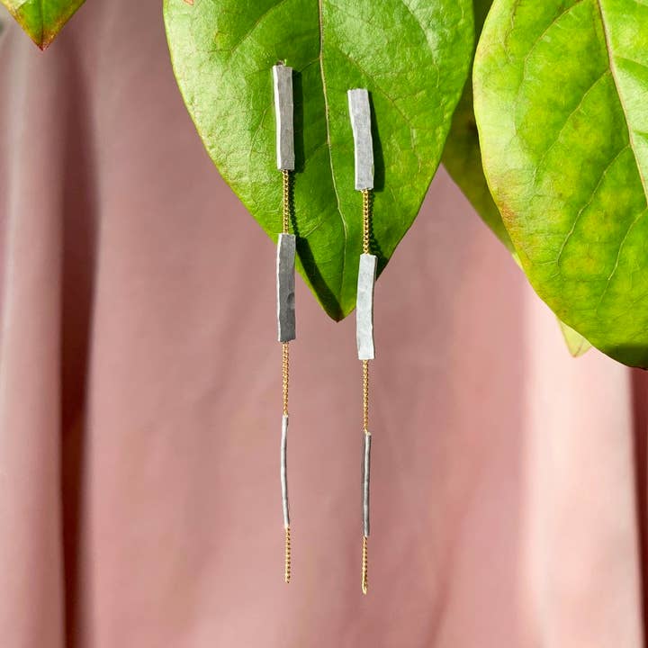 Simple Mixed Metal Earrings for wholesale by Kate Trouw