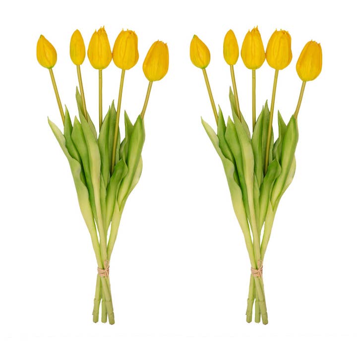 Trendhero.nl/b2b - Wholesale Artificial Flowers - Tulip bouquet – 10 pieces – Mixed colours – ‘Real Touch’ artificial tulips – 42 cm (white/green)4