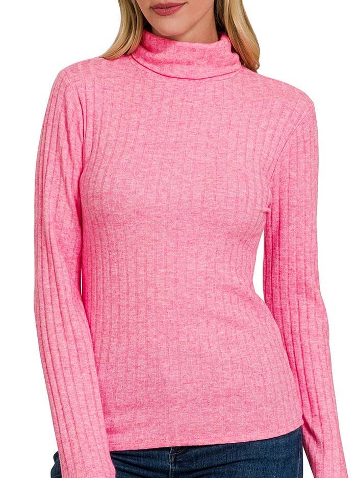 Ribbed Long Sleeve Turtle Neck Top for wholesale by Vanilla Monkey