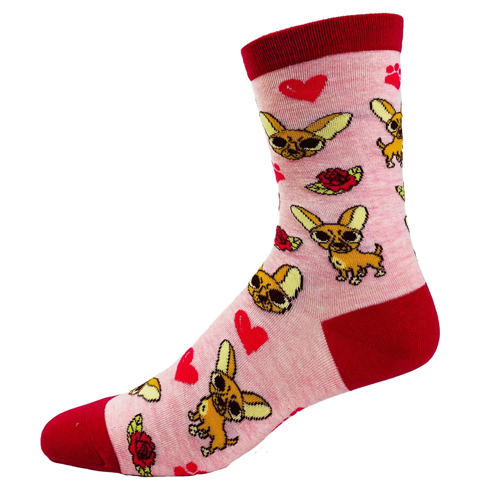 Pink Women's Bow Chicka Chihuahua Socks Funny Dog Sock for Girls for wholesale on Faire2