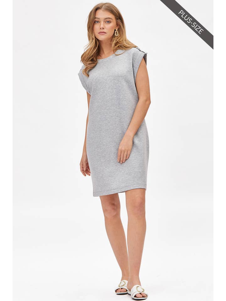 Dear Scarlett – Großhandel Kleid – Damen – Plus-Size A-Linien-Kleid aus Scuba Modal mit Kappärmeln TRV-RETREATP16