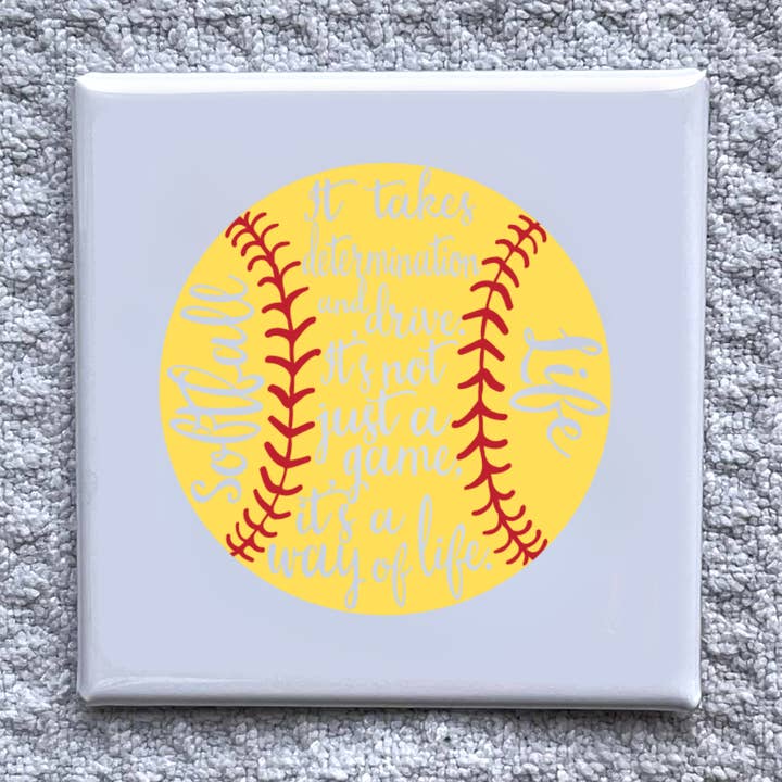 Íman 2x2" Softball Life - Decoração Feita à Mão por atacado de Made With Aloha Magnets,llc