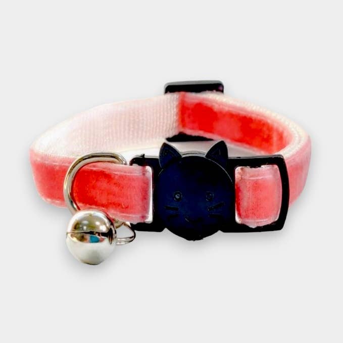 Zacal Cat Collars - Wholesale Pet collar – Cat - Salmon Red Velvet Cat Collar0