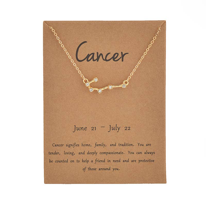 Gemscape UK - Wholesale Pendant/Charm Necklace - Zodiac Constellation Necklace - Gold with Crystals2