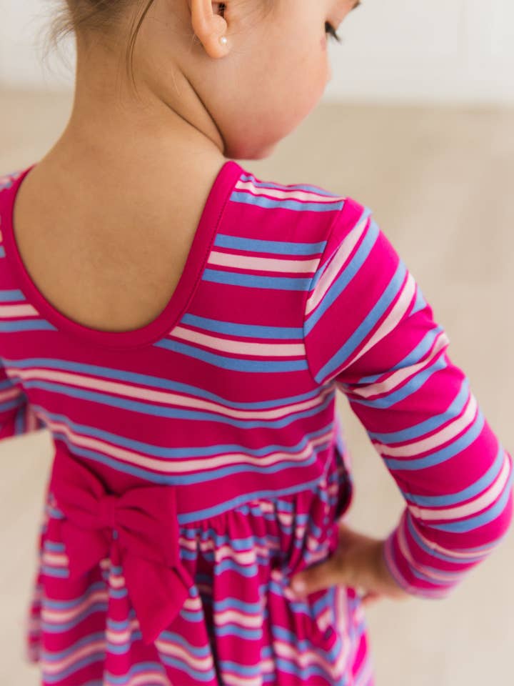 Pink Girls Very Berry & Periwinkle Blue Stripe Knit Long Sleeve Twirl Dress
for wholesale on Faire5