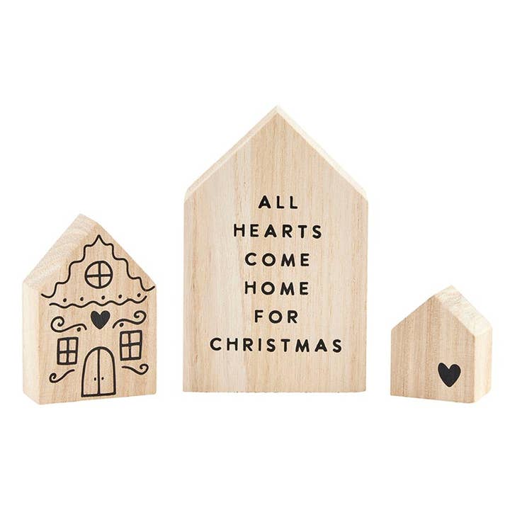 Santa Barbara Design Studio by Creative Brands - Wholesale Christmas Decoration - Paulownia Wood Houses - Set of 3
