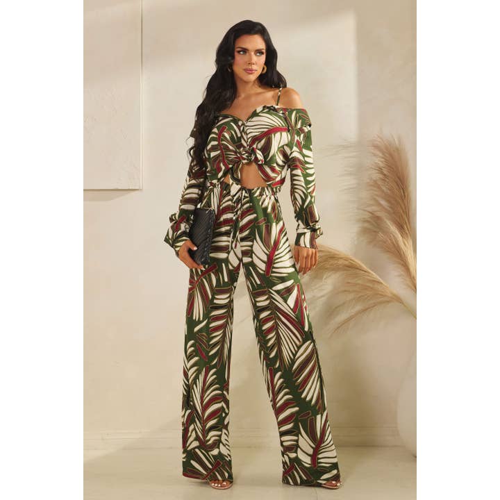 PANTALONI CON COULISSE STAMPATI CON CAMICIA A MANICHE LUNGHE SCOPERTE per la vendita all'ingrosso da parte di The Sang