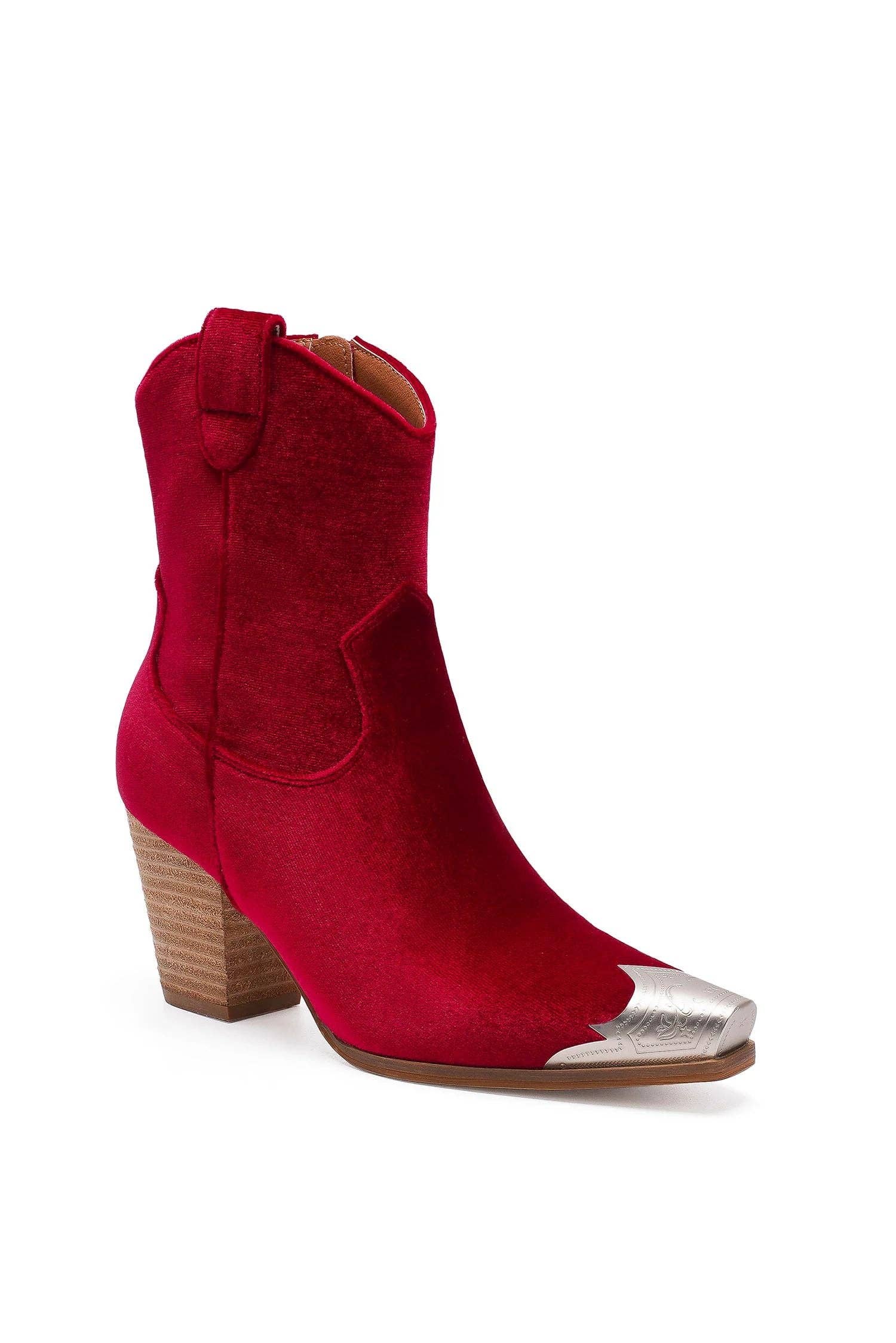 Mars Sky Shoes Wholesale - Wholesale Cowboy Boots - Women's - Beast Fashion DAKOTA-01 Women Block Heel Metallic Cap Toe Velvet Western Booties-12 Pairs Pack-42.75/Pair3