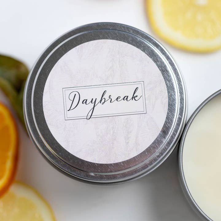 Idle Hour Wax & Wicks - Wholesale Travel Candles - Daybreak, 5.5 oz tin Soy Wax Candle1