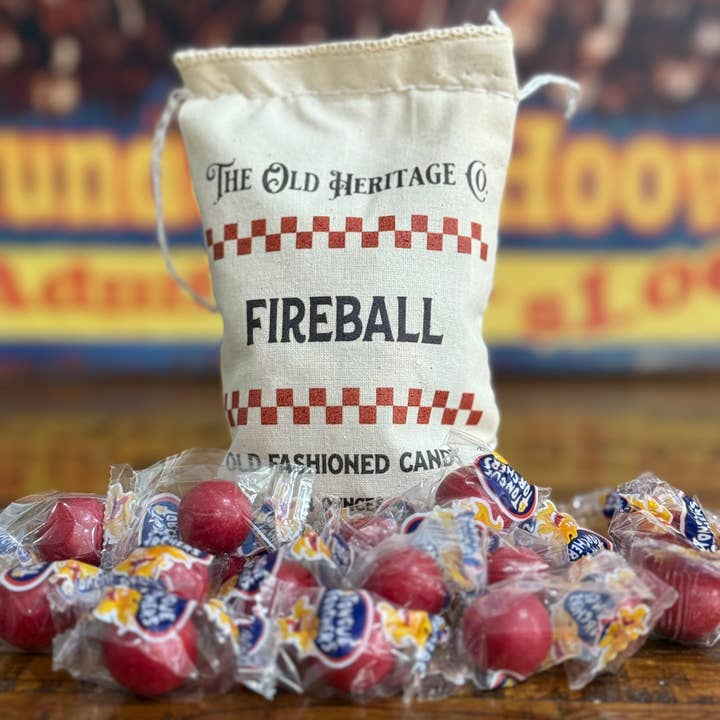 Feuerball-Bonbons mit dekorativem Stoffbeutel (113 g) für den Großhandel von Richloam General Store