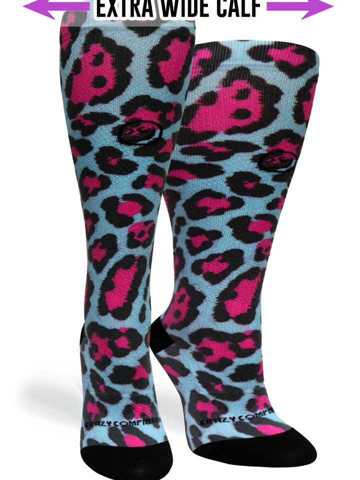 360 Cheetah Blue (EXTRA WIDE CALF) for wholesale by Crazy Compression