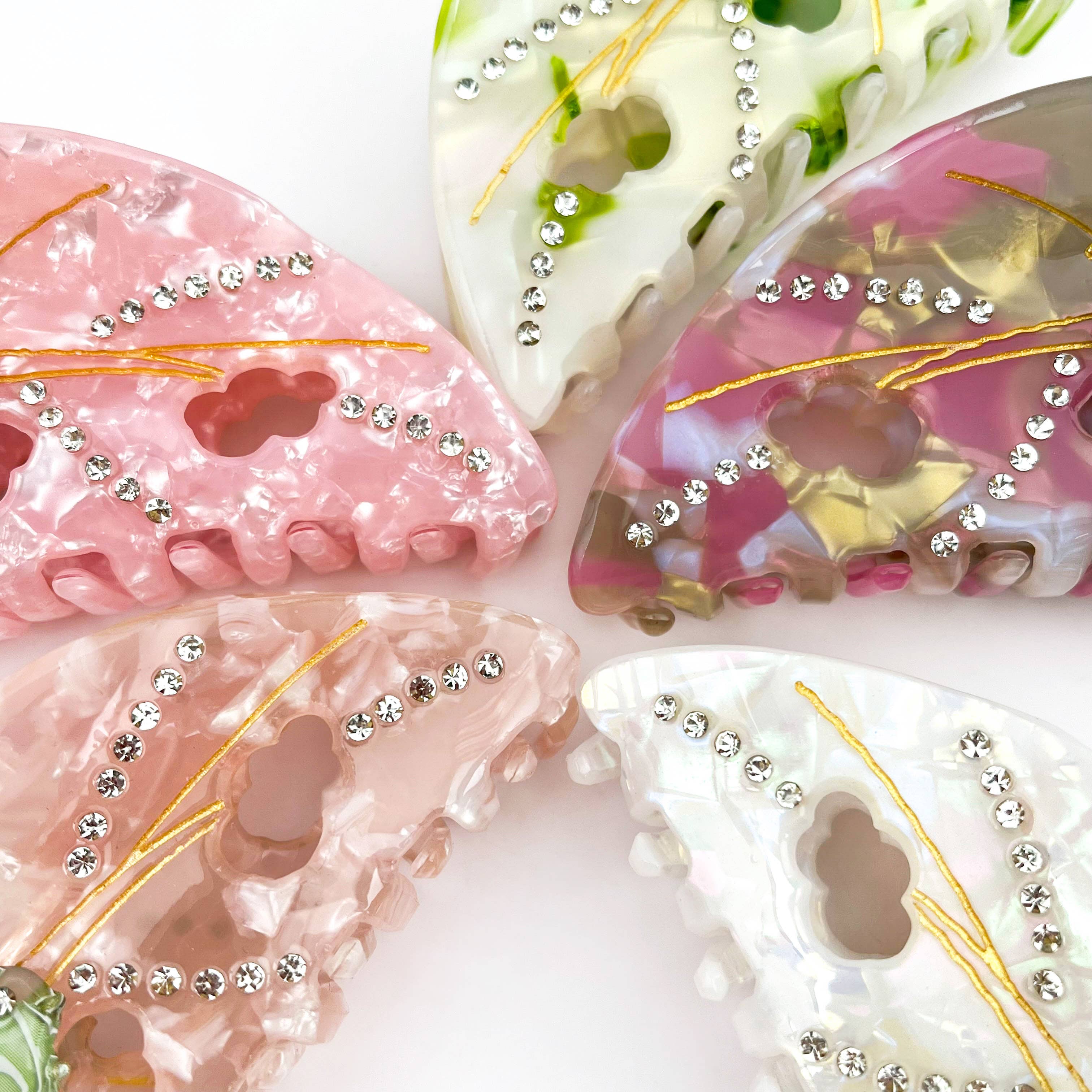 mildstyles – wholesale Hair clip – Women’s –  Summer Cute Caterpillar Leaf Rhinestone Hair Claw Clip3