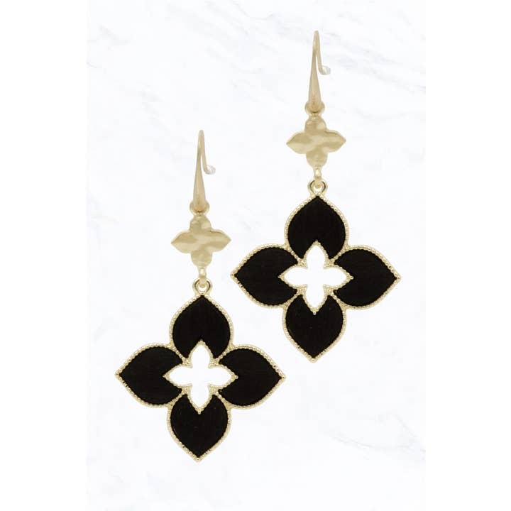 Suzie Q USA - Wholesale Clip-On Earrings - Gold Floral Drop Earrings