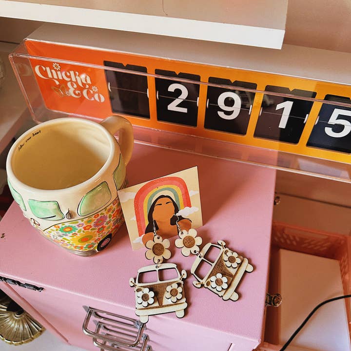 Chicka & Co - Wholesale Dangle Earrings - Wood Hippie Van Earrings3