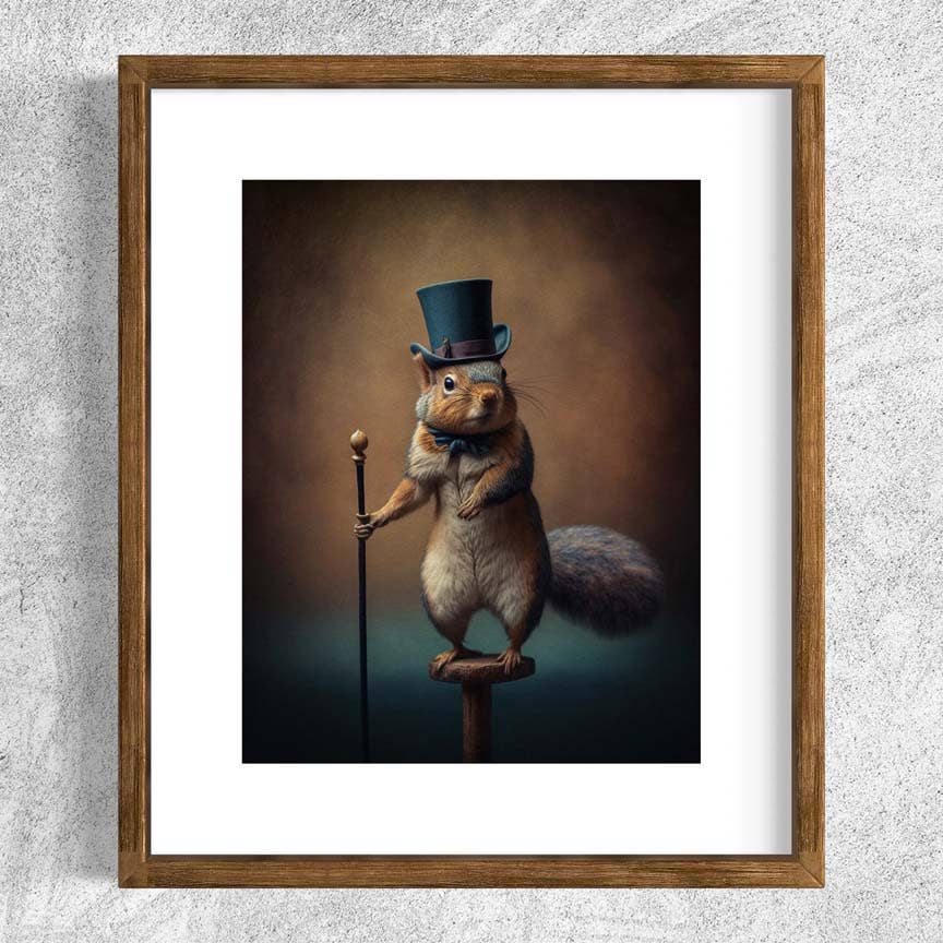 Salty Alyce - Wholesale Art Print - Victorian Squirrel In A Top Hat  Wall Art EB1434