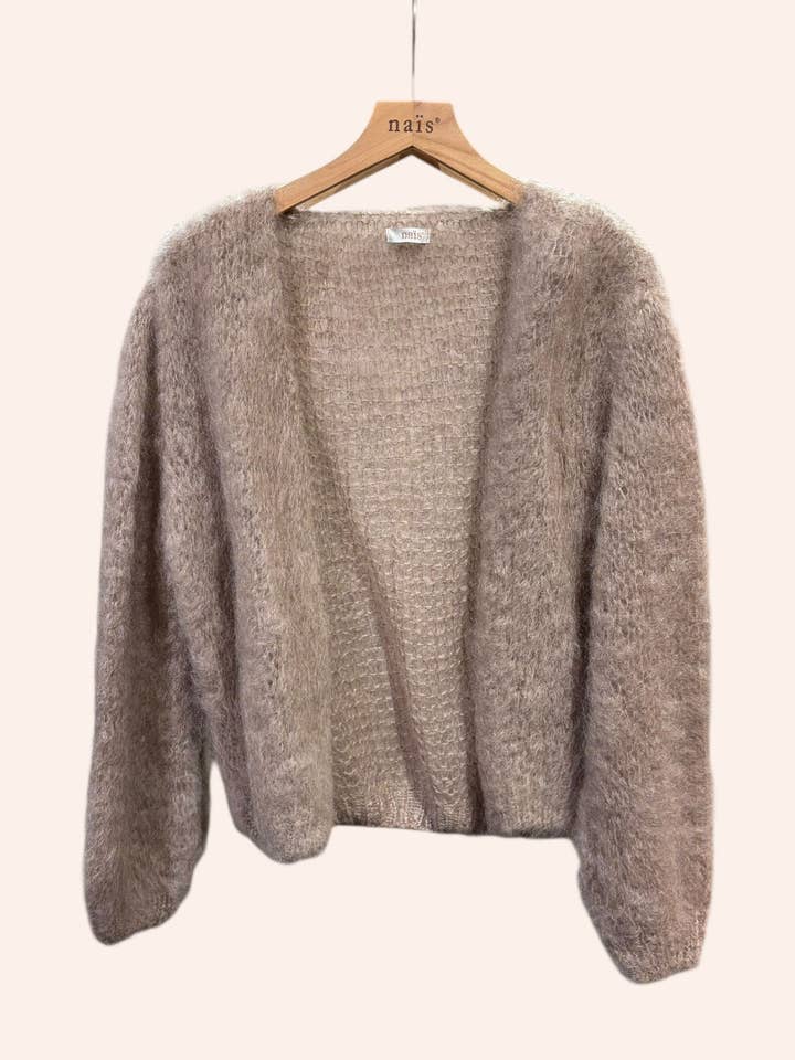 Kort vest met lange mouwen in 80% kid mohair voor wholesale door NAÏS PARIS