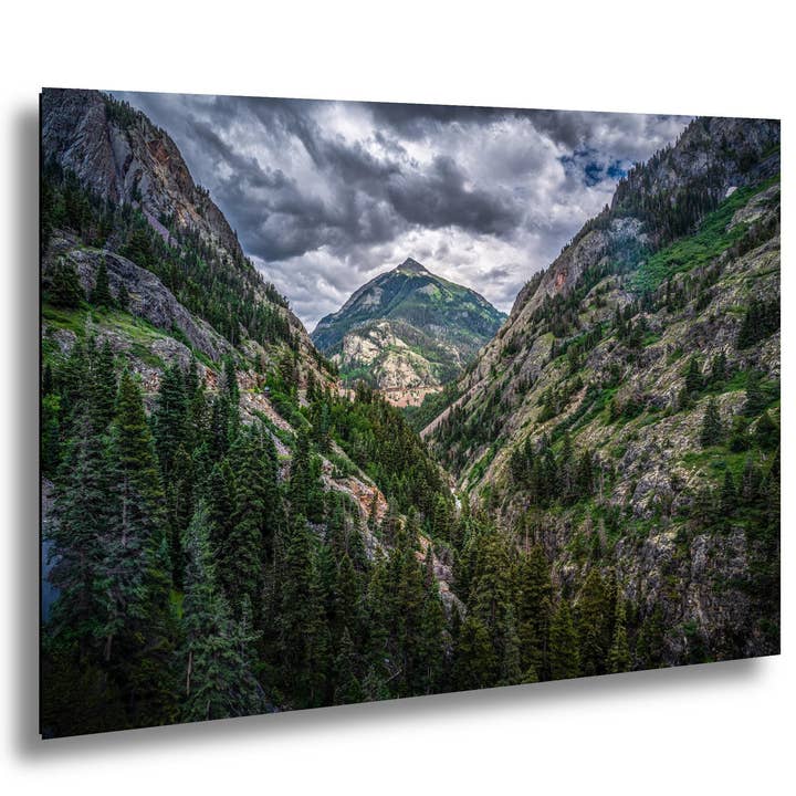 Ouray Colorado San Juan Mountains Valley View Wall Art Photography Print, Alpine Peak Storm Clouds Landscape Decor Aluminum/Metal/Canvas for wholesale by Images By Cheri