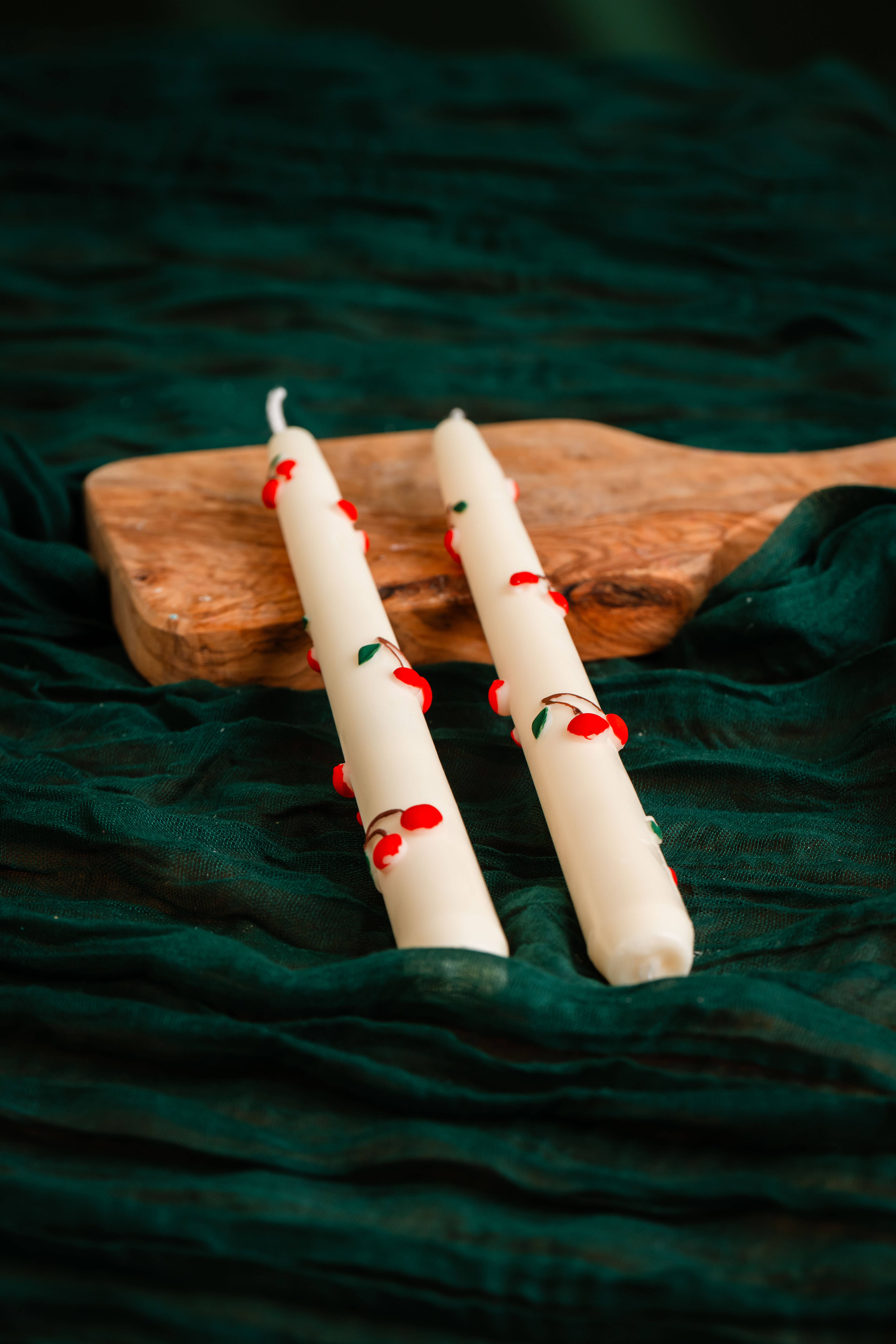 Allure CA - Wholesale Novelty Candle - Cherry Taper Candle – Hand-Painted & One of a Kind2