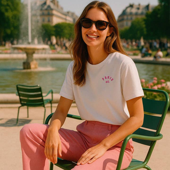 WEISSES T-SHIRT PARIS ROSA für den Großhandel von Lost in cities