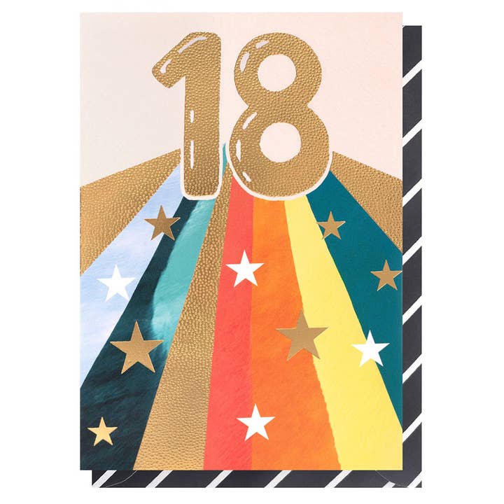 Age 18 Rainbow Stars | Male Birthday Card | Age Card for wholesale by Louise Tiler