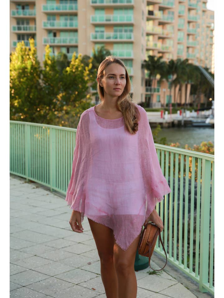 VIKOLINO – Großhandel Poncho – Damen – Leinen-Durchsichtiger (Gaze) Poncho9