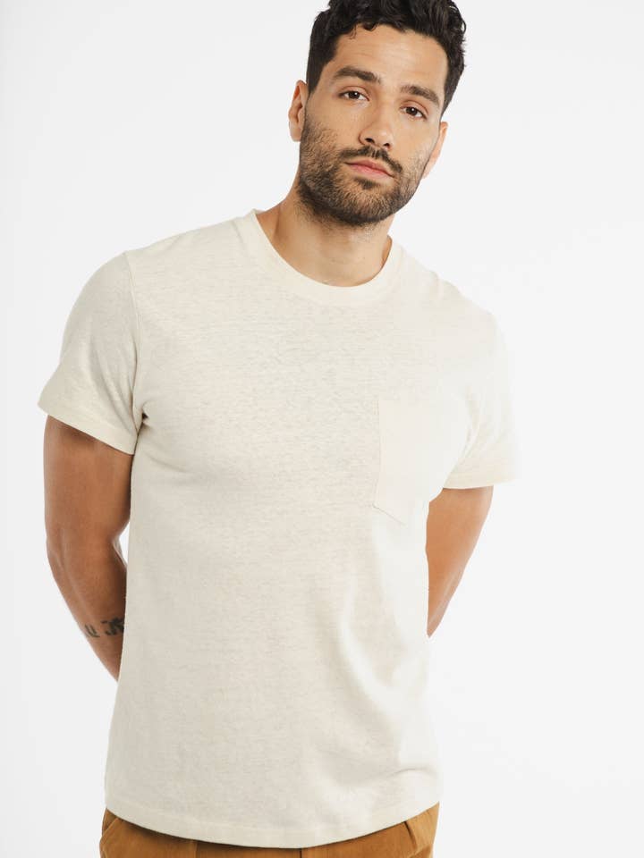 Organic Hemp Pocket Tee / Ivory for wholesale on Faire4