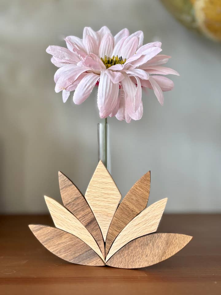 Soliflore de loto en madera bicolor para venta al por mayor de L’Atelier Brindille