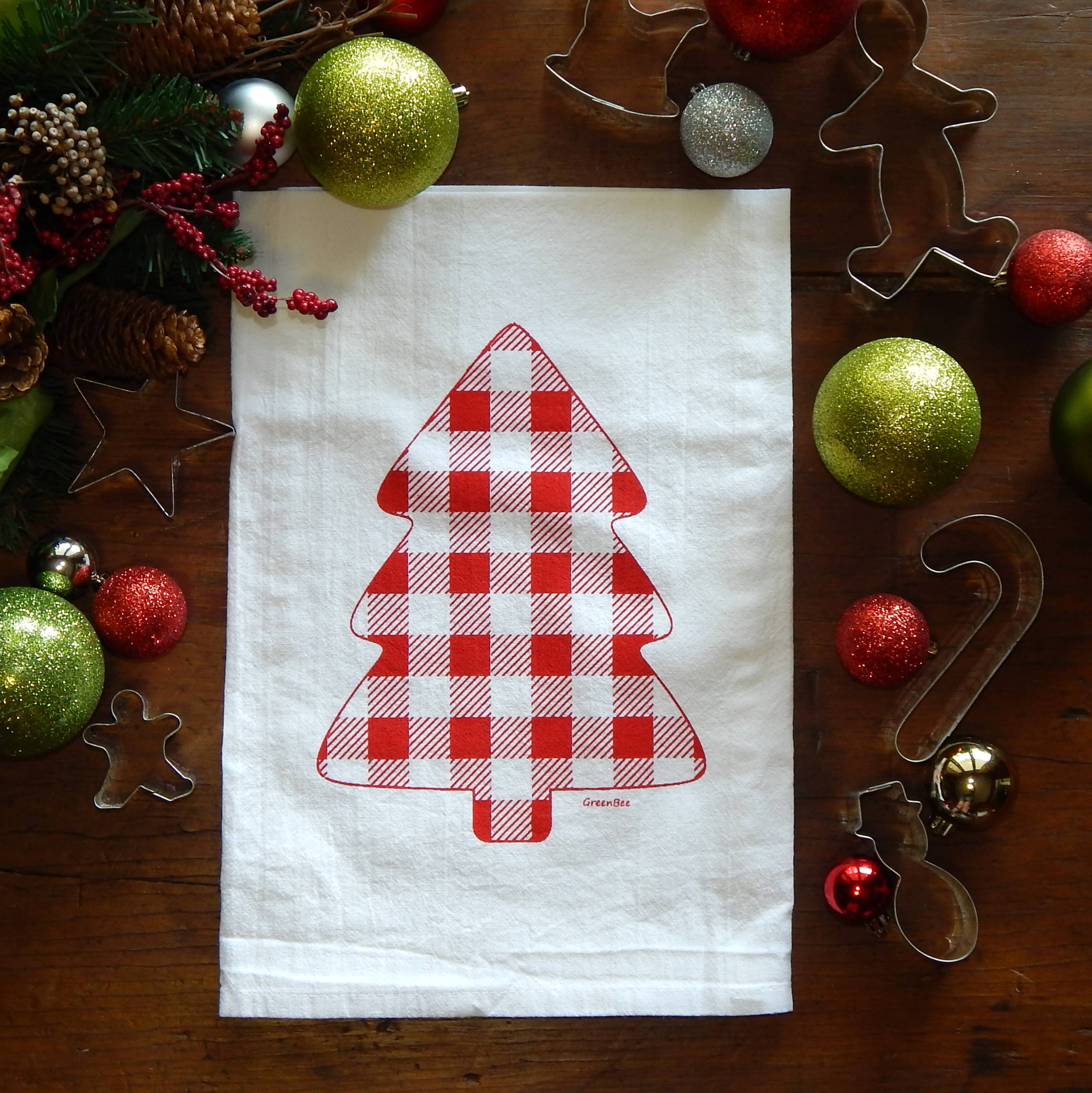 Red Christma Tree Dish Towel | Tea Towels | Christmas Dish Towel for wholesale on Faire2