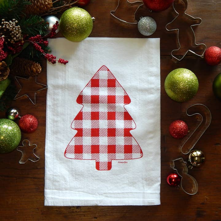 Red Christma Tree Dish Towel | Tea Towels | Christmas Dish Towel for wholesale on Faire2