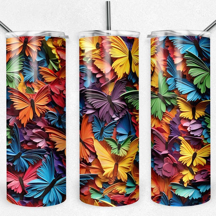3D Rainbow Butterfly for wholesale by Triple D's Tumblers n More