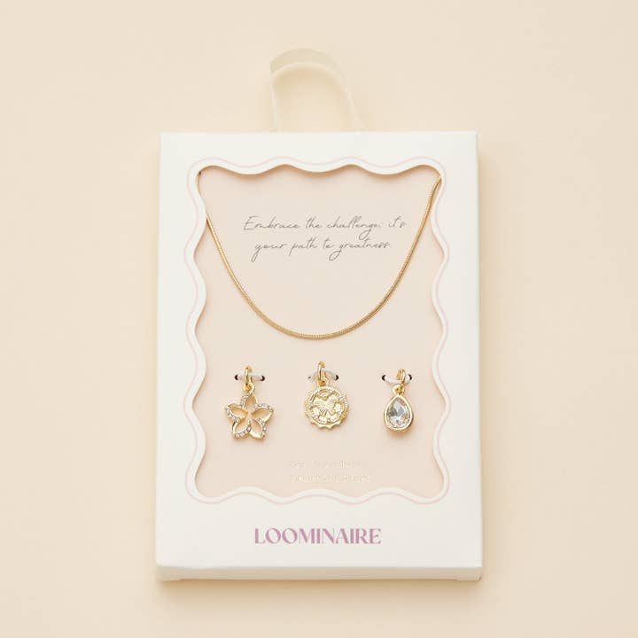 Elegant Gold Dipped 18K Butterfly and Teardrop Charm Necklace for wholesale by Lilla Haven