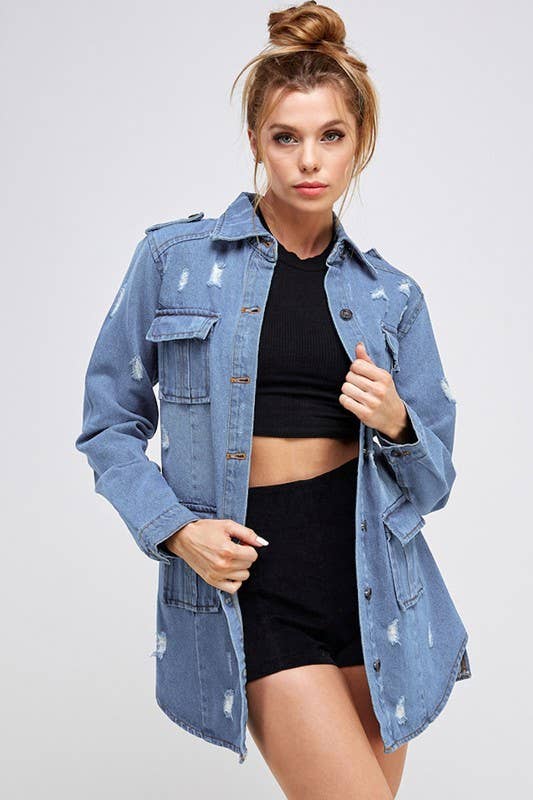 patrol jeans - Wholesale Denim Jacket - Women's - Ladies Denim Jacket - 3/4 Quarter 4 Packets11